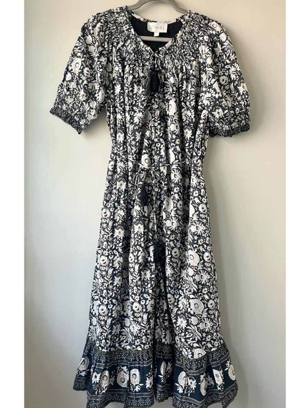Cleobella Black & White Floral Border Midi Dress